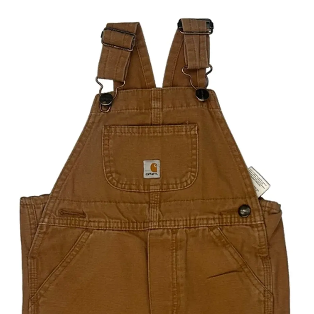 Age 3 Carhartt Double Knee Dungarees - 2XS Brown Cotton - Image 4