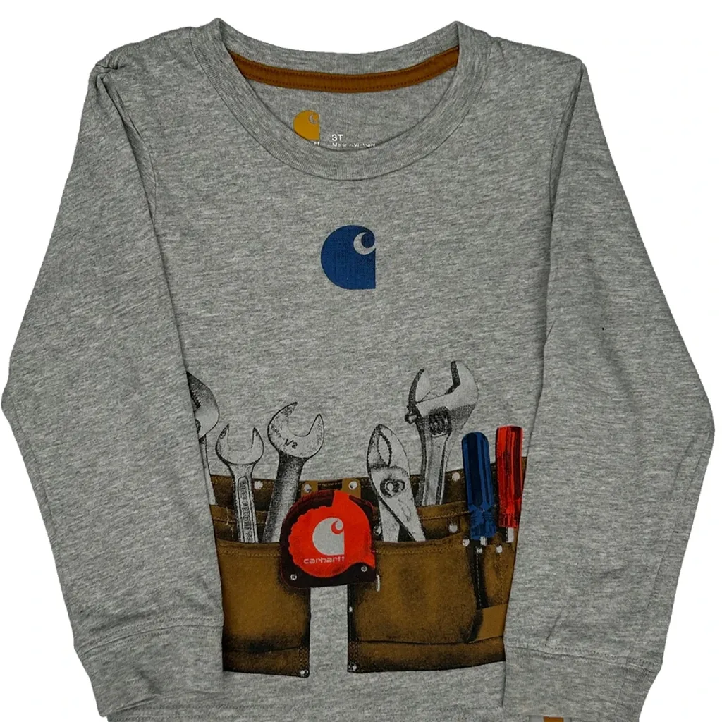 Age 3 Carhartt Graphic Long Sleeve T-Shirt - 2XS Grey Cotton - Image 4