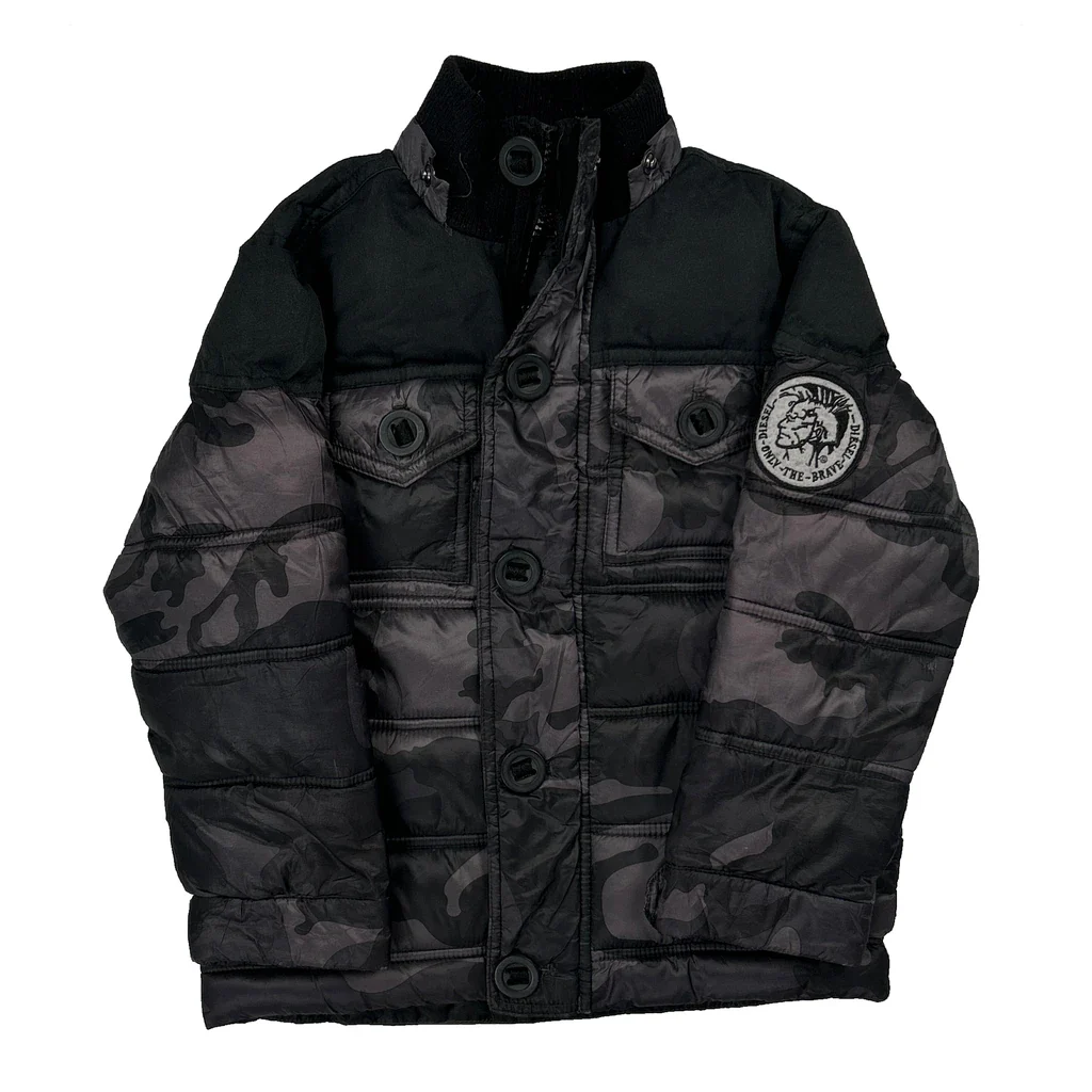 Age 3 Diesel Camo Puffer - XS Black Polyester