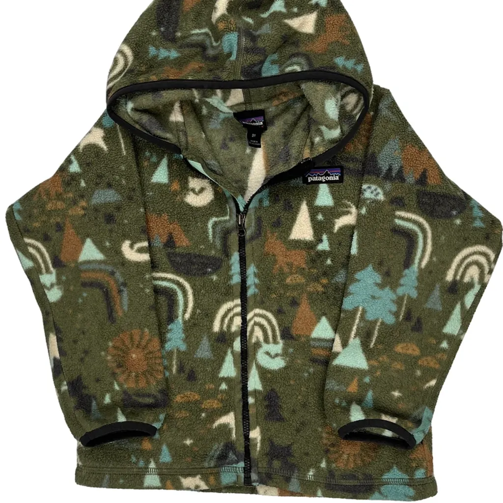 Age 3 Patagonia Graphic Hoodie - 2XS Green Polyester - Image 5