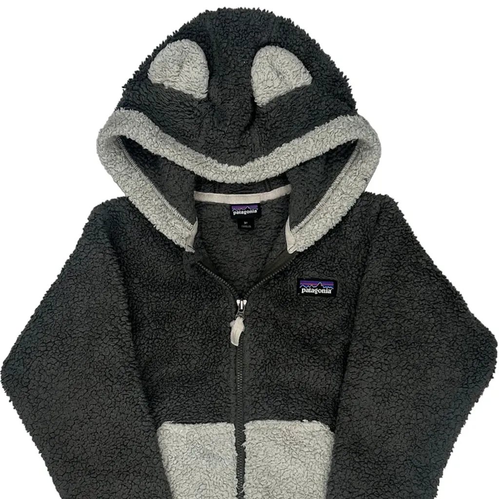 Age 3 Patagonia Fleece Hoodie - 2XS Grey Polyester - Image 4