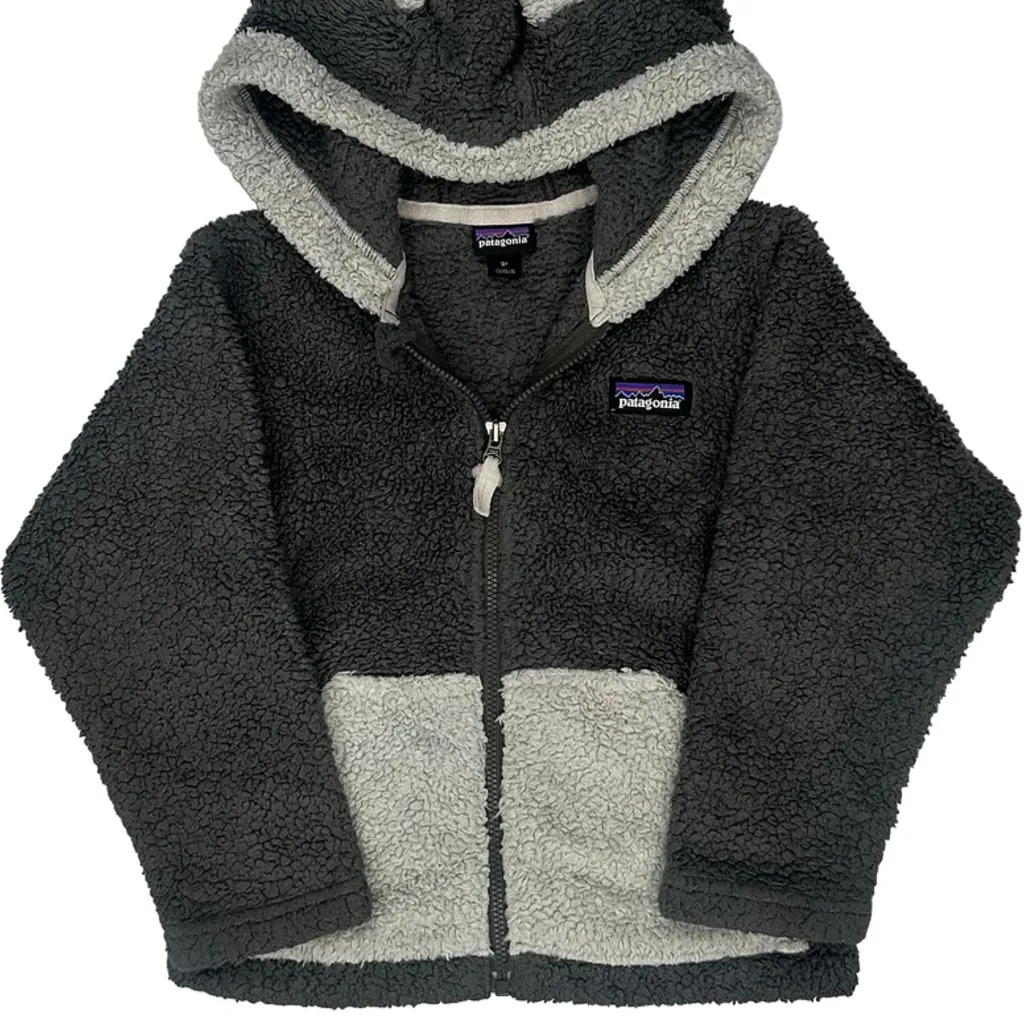 Age 3 Patagonia Fleece Hoodie - 2XS Grey Polyester - Image 5