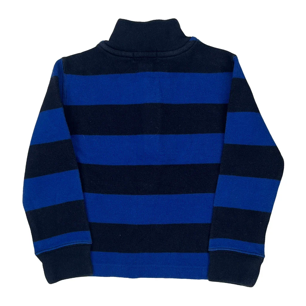 Age 3 Polo By Ralph Lauren Striped 1/4 Zip - 2XS Blue Cotton - Image 2