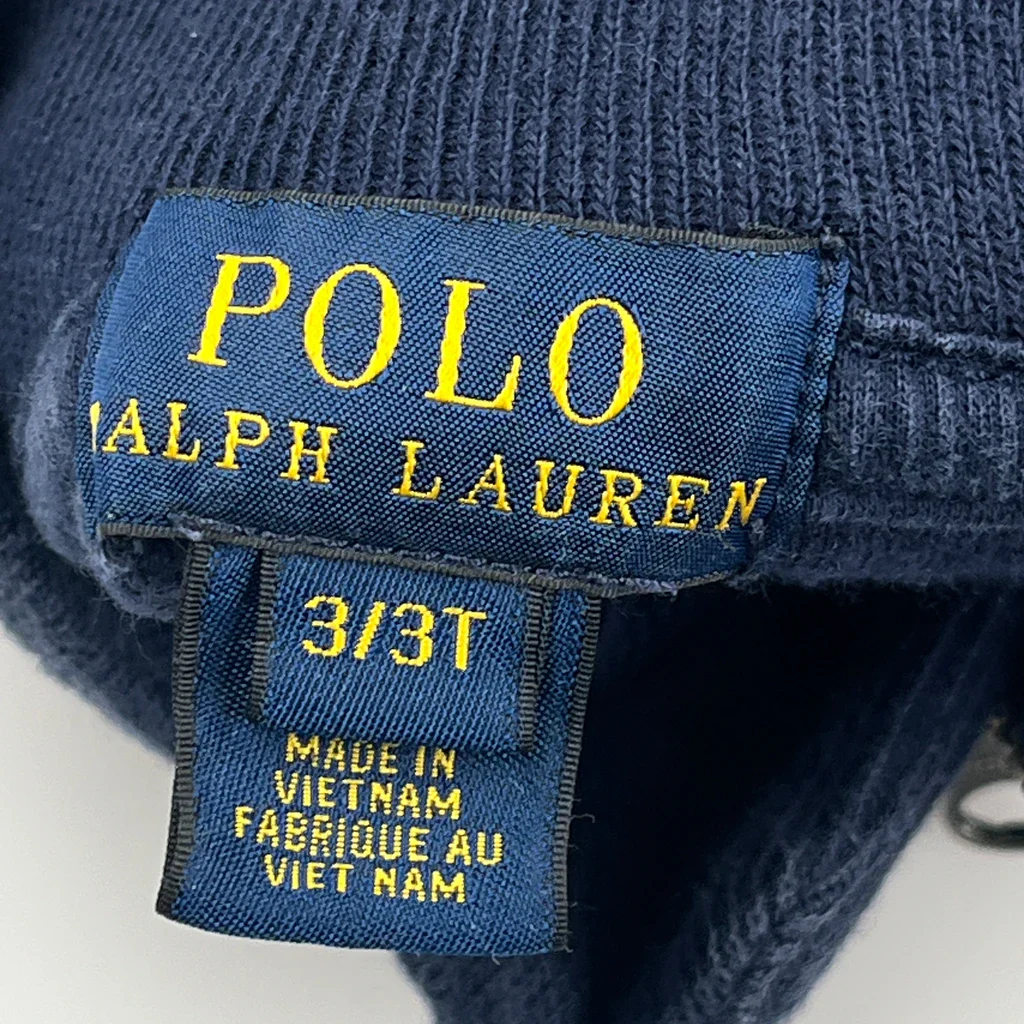 Age 3 Polo By Ralph Lauren Striped 1/4 Zip - 2XS Blue Cotton - Image 3