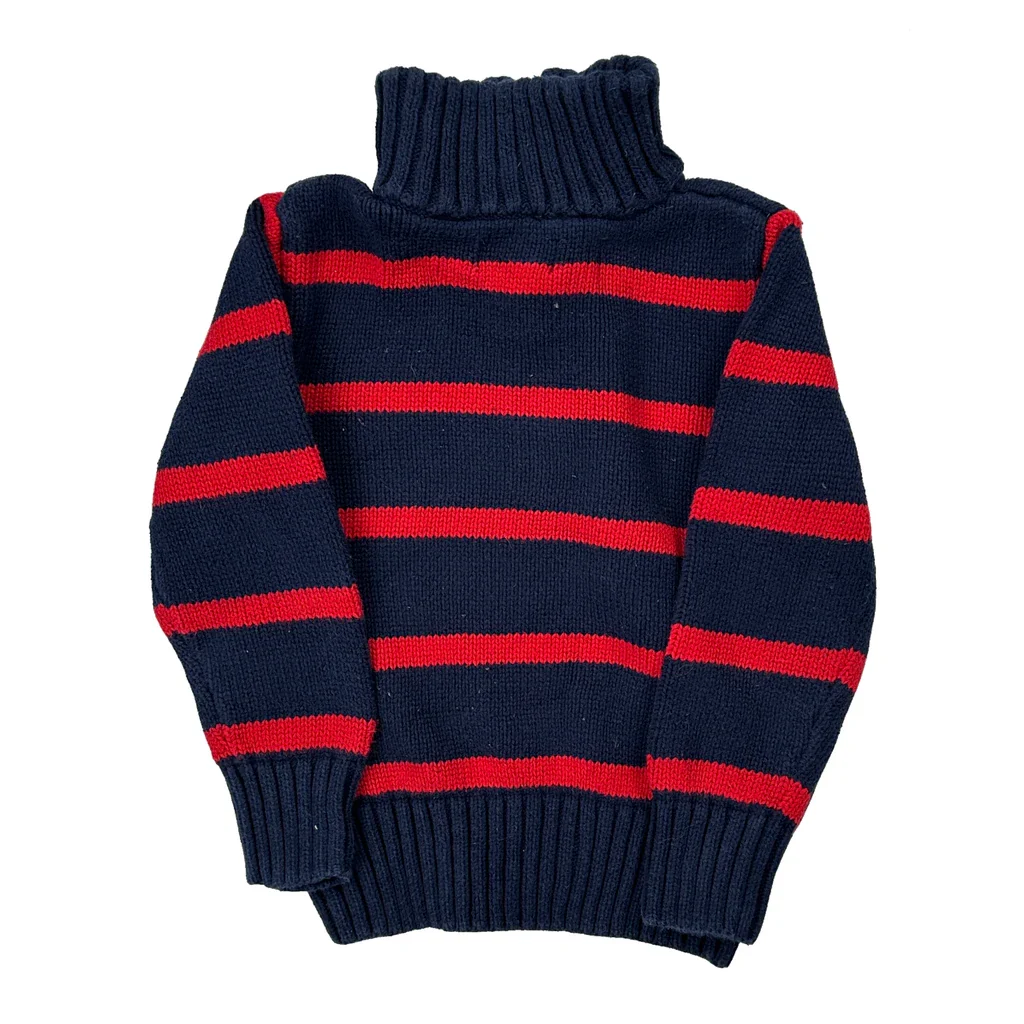 Age 3 Polo By Ralph Lauren Striped 1/4 Zip - XS Navy Cotton - Image 2
