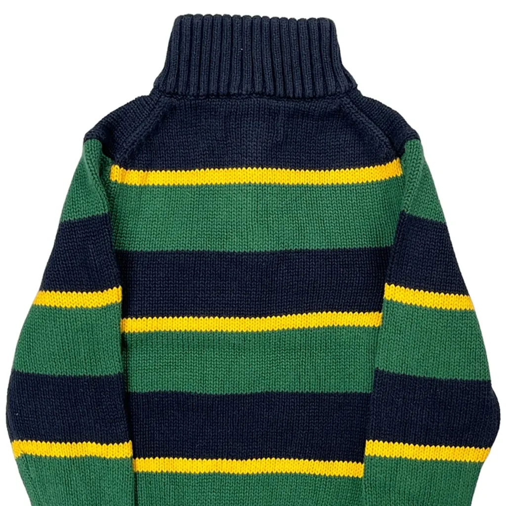Age 3 Polo By Ralph Lauren Striped 1/4 Zip - 2XS Navy Cotton - Image 6