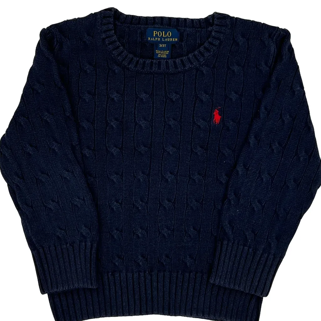 Age 3 Polo By Ralph Lauren Jumper - 2XS Navy Cotton - Image 4