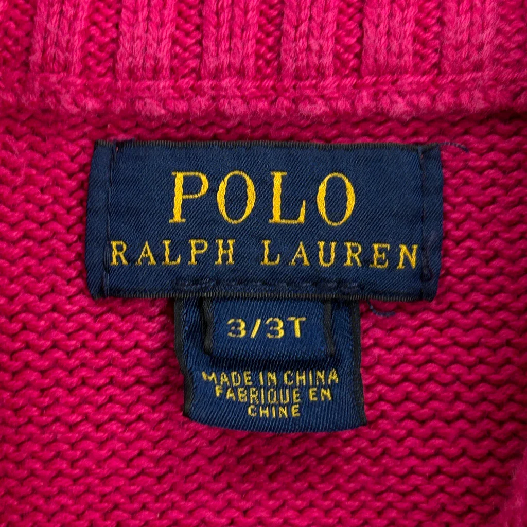 Age 3 Polo By Ralph Lauren Zip Up - XS Pink Cotton - Image 3
