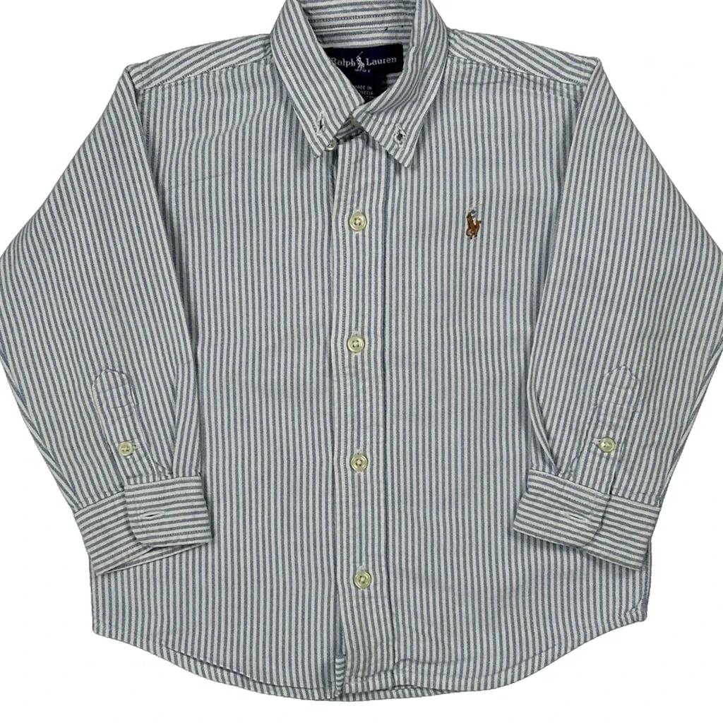 Age 3 Ralph Lauren Striped Shirt - XS Blue Cotton - Image 4