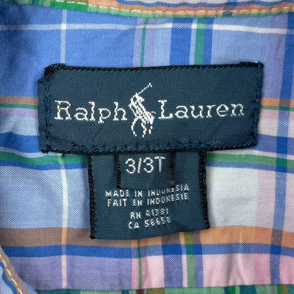 Age 3 Ralph Lauren Checked Shirt - 2XS Blue Cotton - Image 3