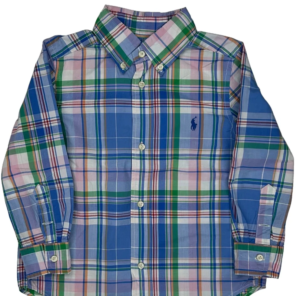 Age 3 Ralph Lauren Checked Shirt - 2XS Blue Cotton - Image 6
