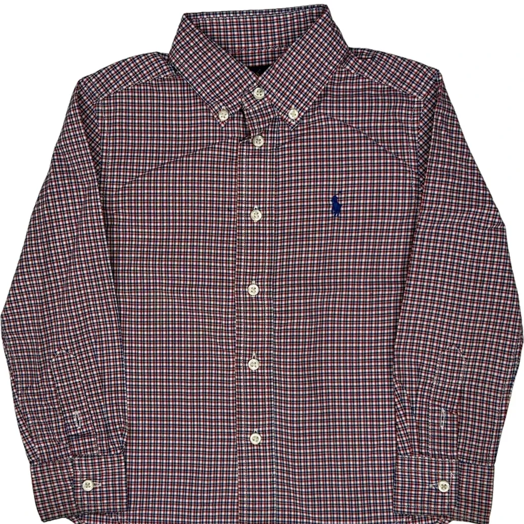 Age 3 Ralph Lauren Checked Shirt - XS Red Cotton - Image 5