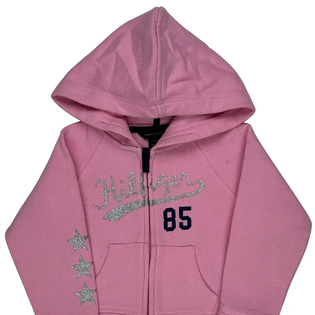 Age 3 Tommy Hilfiger Graphic Hoodie - XS Pink Cotton - Image 5