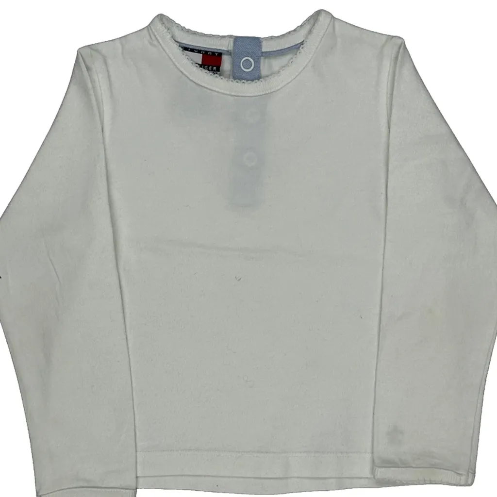 Age 3 Tommy Hilfiger Long Sleeve T-Shirt - XS White Cotton - Image 5