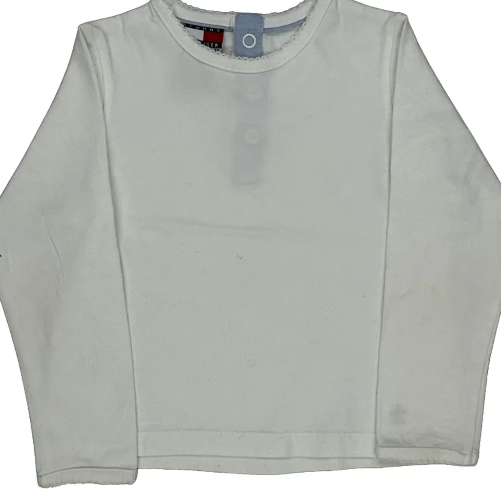 Age 3 Tommy Hilfiger Long Sleeve T-Shirt - XS White Cotton - Image 6
