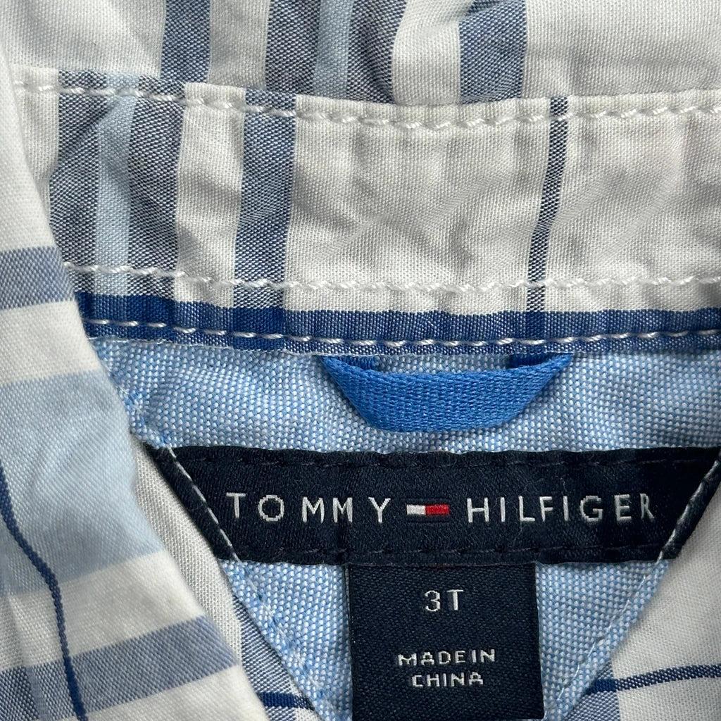 Age 3 Tommy Hilfiger Checked Shirt - XS Blue Cotton - Image 3