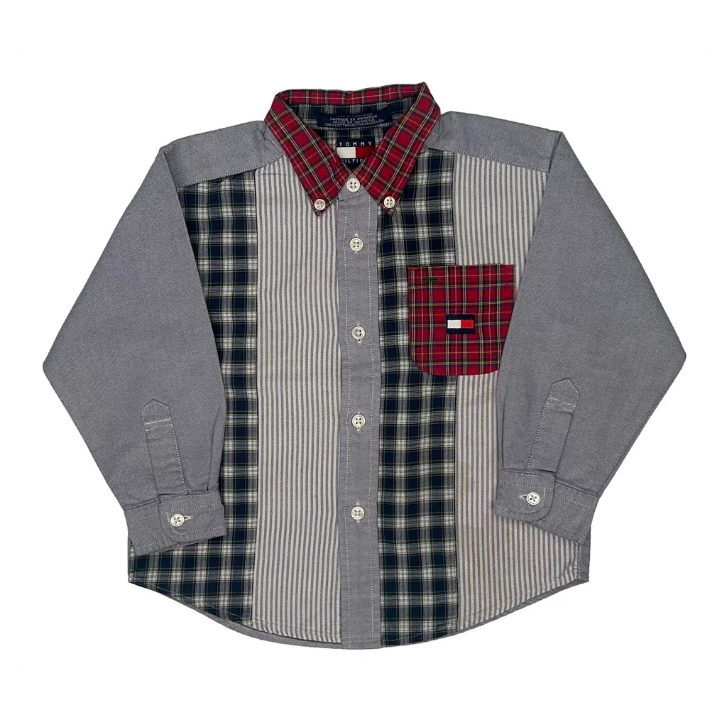 Age 3 Tommy Hilfiger Checked Shirt - 2XS Grey Cotton
