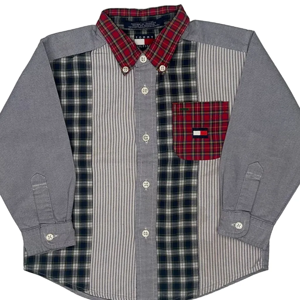 Age 3 Tommy Hilfiger Checked Shirt - 2XS Grey Cotton - Image 5