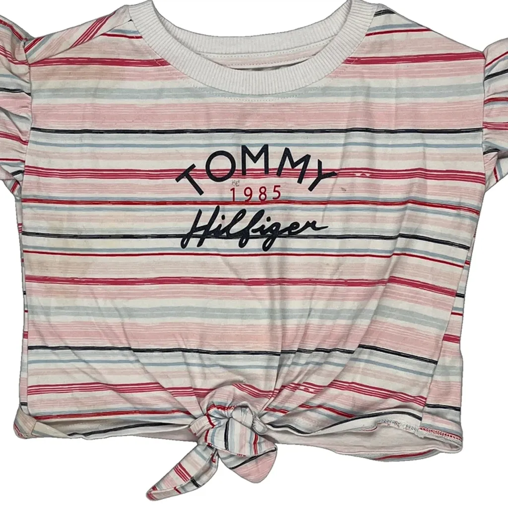 Age 3 Tommy Hilfiger Striped T-Shirt - 2XS Multicoloured Cotton - Image 4