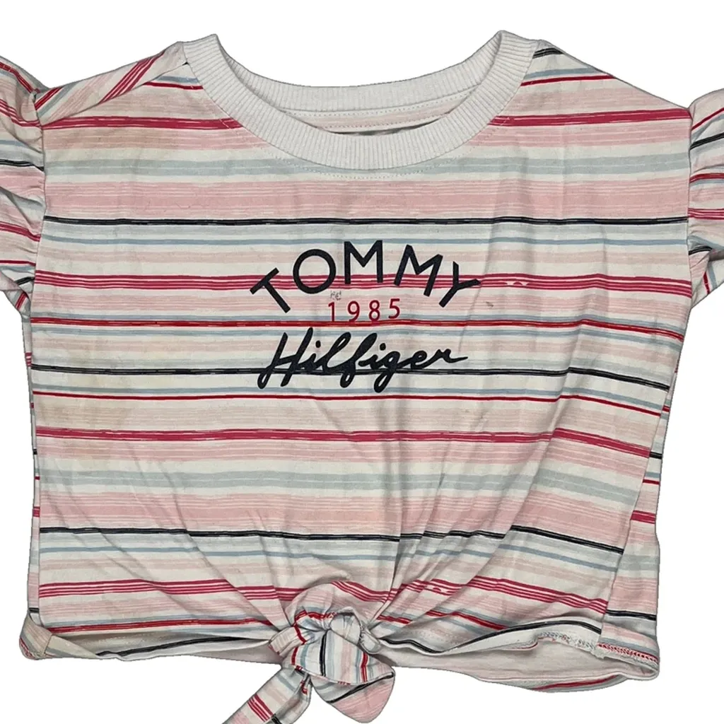 Age 3 Tommy Hilfiger Striped T-Shirt - 2XS Multicoloured Cotton - Image 5
