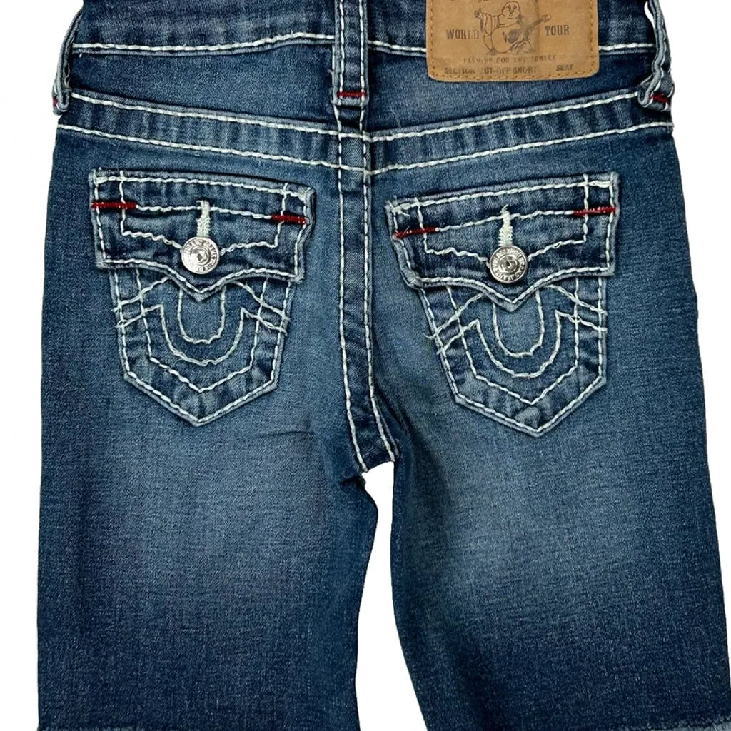 Age 3 True Religion Contrast Stitch Denim Shorts - X-Smallw 5L Blue Denim - Image 4