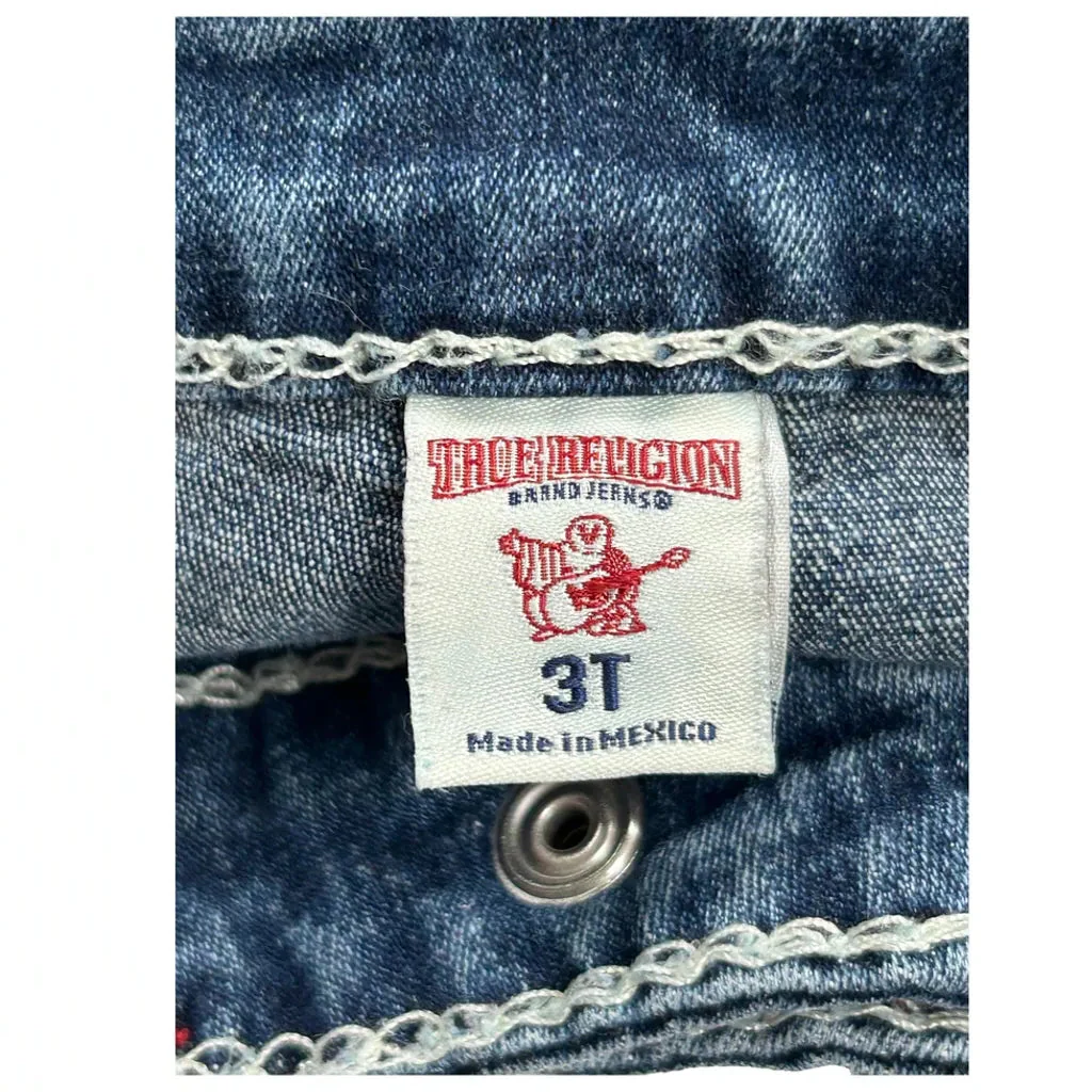 Age 3 True Religion Contrast Stitch Denim Shorts - X-Smallw 5L Blue Denim - Image 6