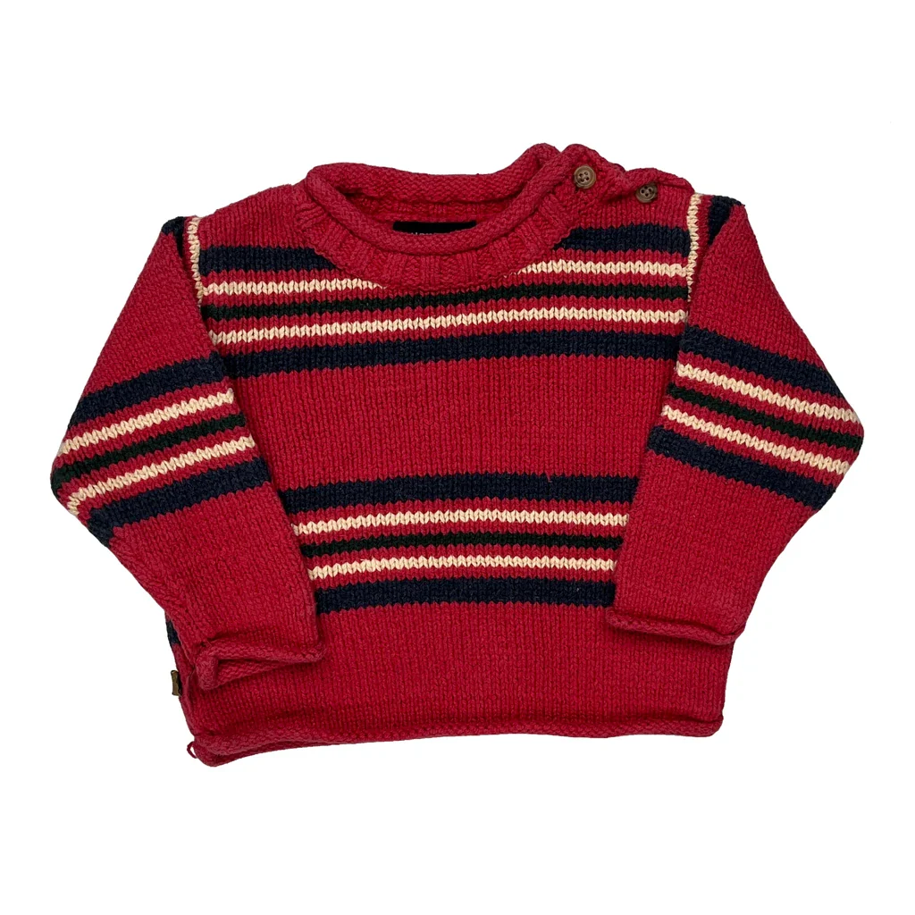 Age 3M-12M Ralph Lauren Striped Jumper - 2XS Red Cotton
