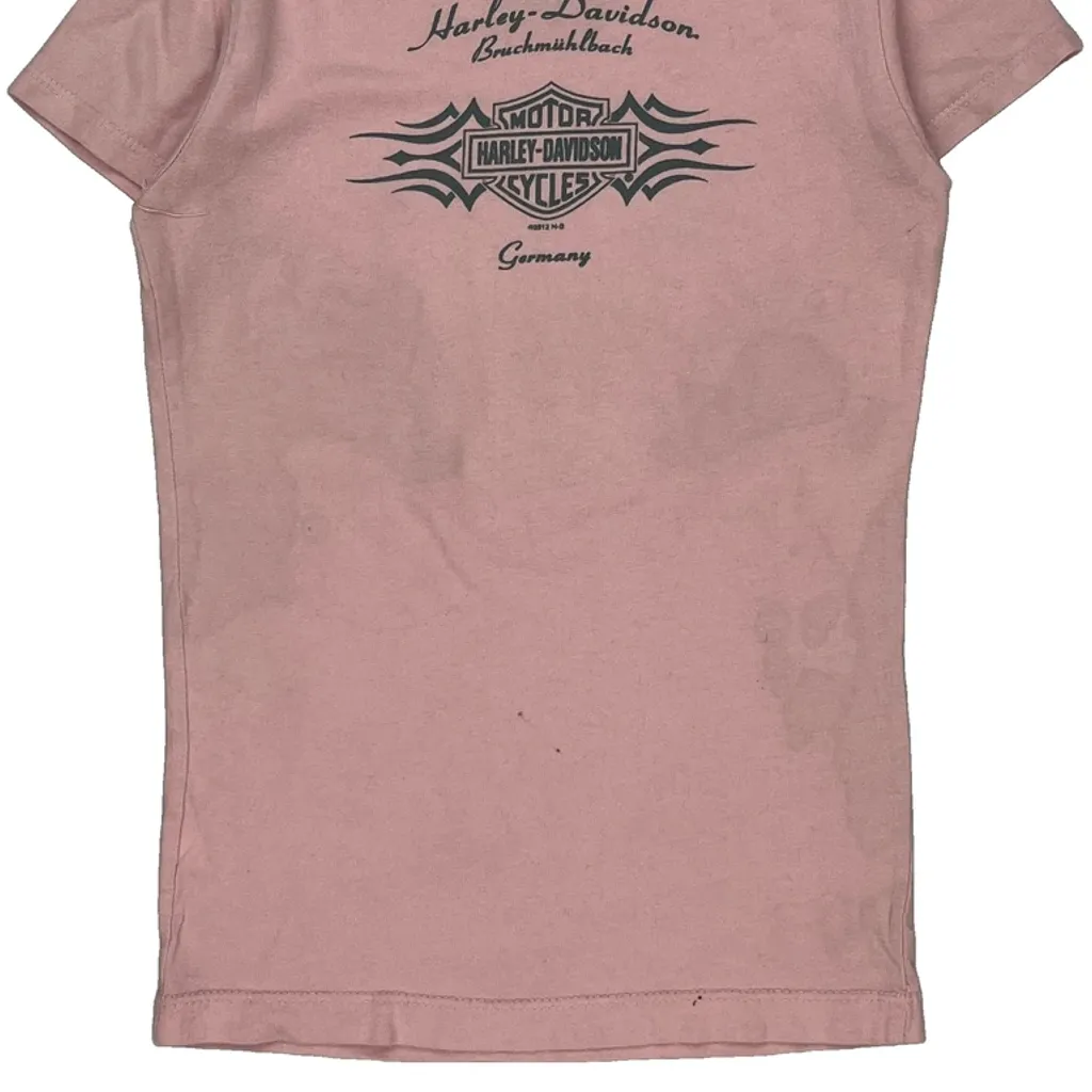 Age 4-5 Harley Davidson Graphic T-Shirt - XS Pink Cotton - Image 6