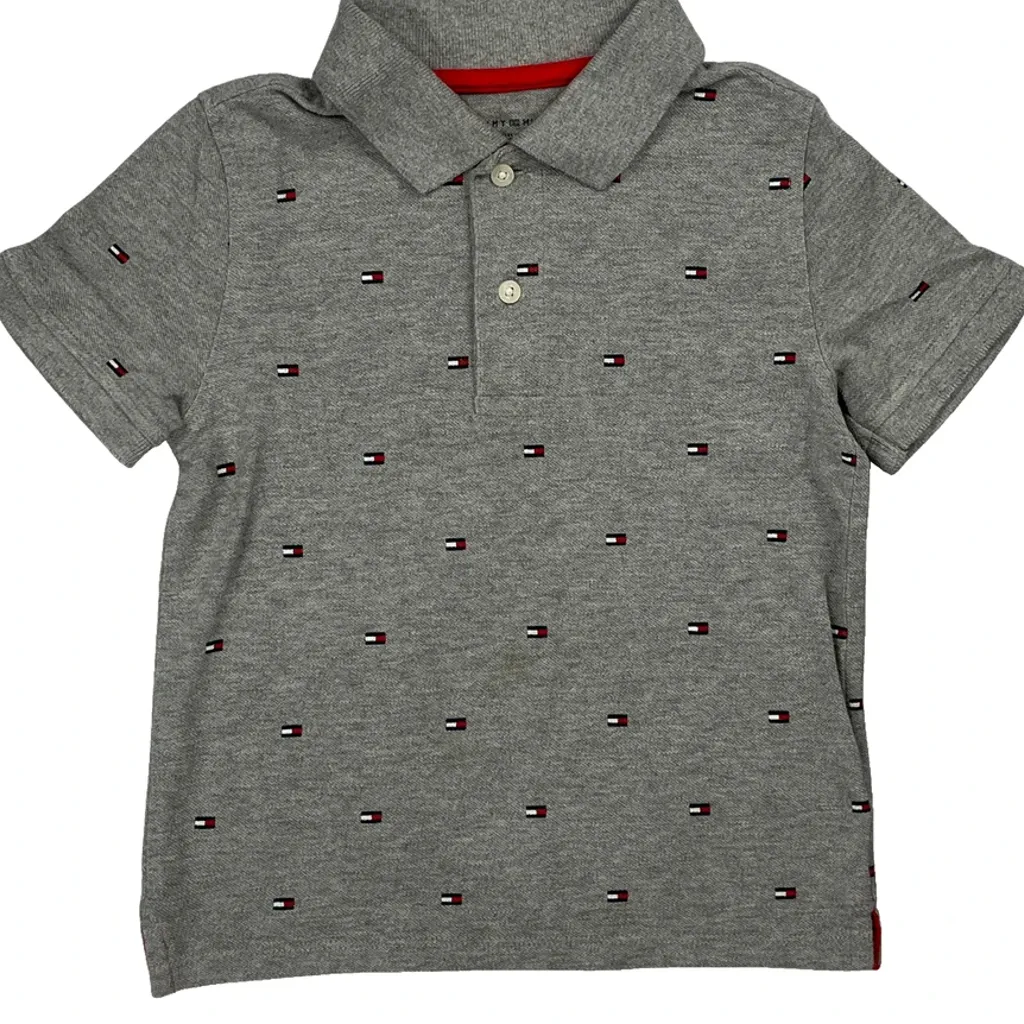 Age 4-5 Tommy Hilfiger Polo Shirt - XS Gray Cotton - Image 4