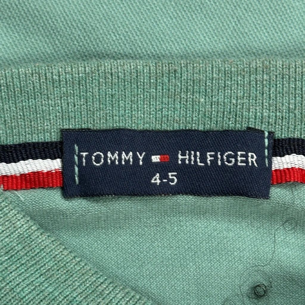 Age 4-5 Tommy Hilfiger Striped Polo Shirt - XS Green Cotton - Image 3