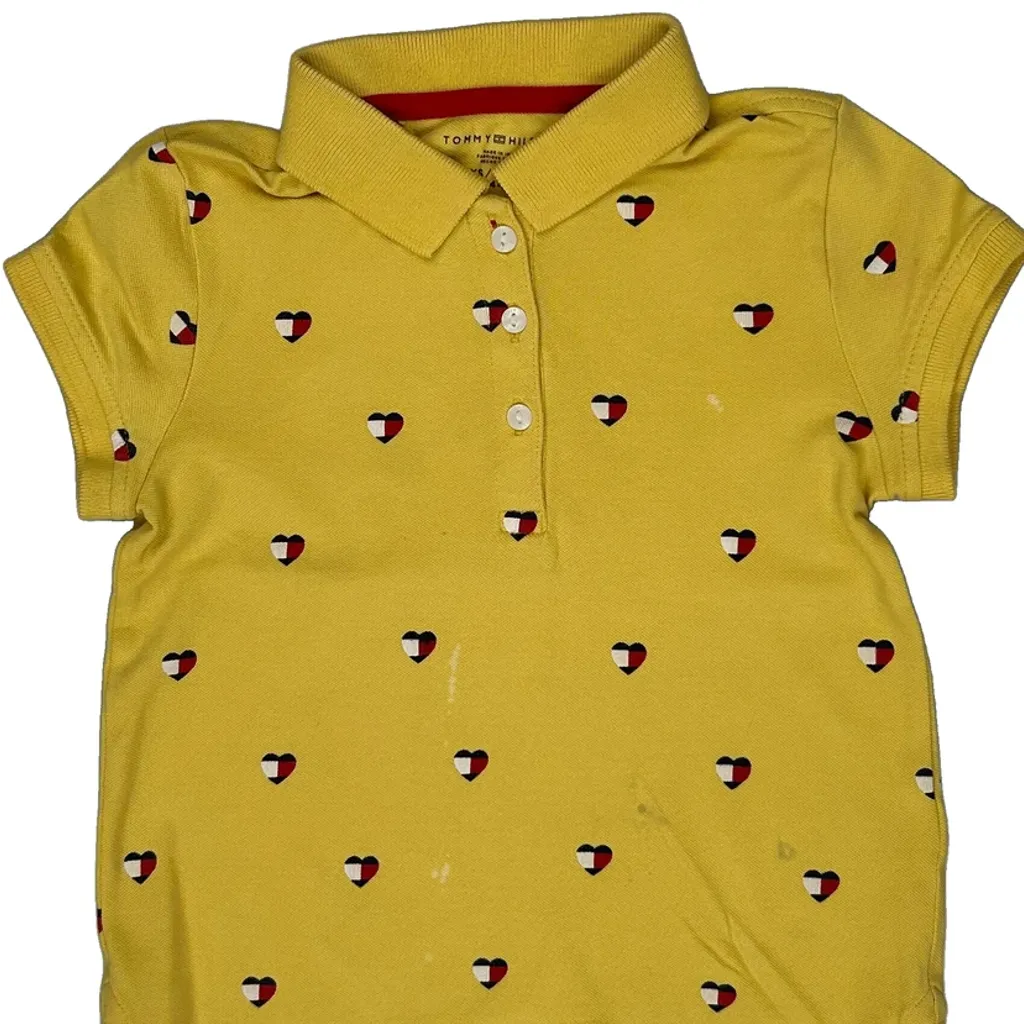 Age 4-5 Tommy Hilfiger Polo Shirt - XS Yellow Cotton - Image 4