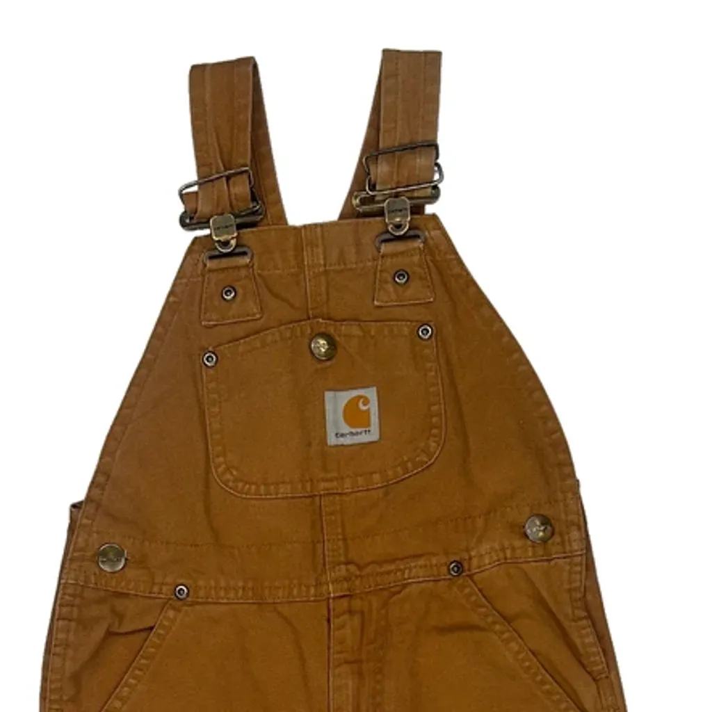 Age 4 Carhartt Double Knee Dungarees - XS Brown Cotton - Image 6