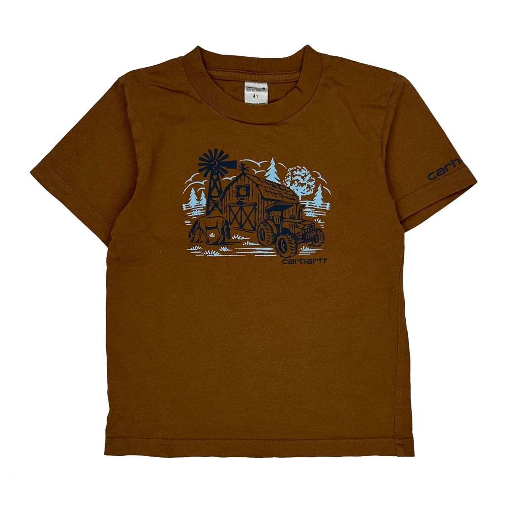 Age 4 Carhartt Graphic T-Shirt - Small Brown Cotton