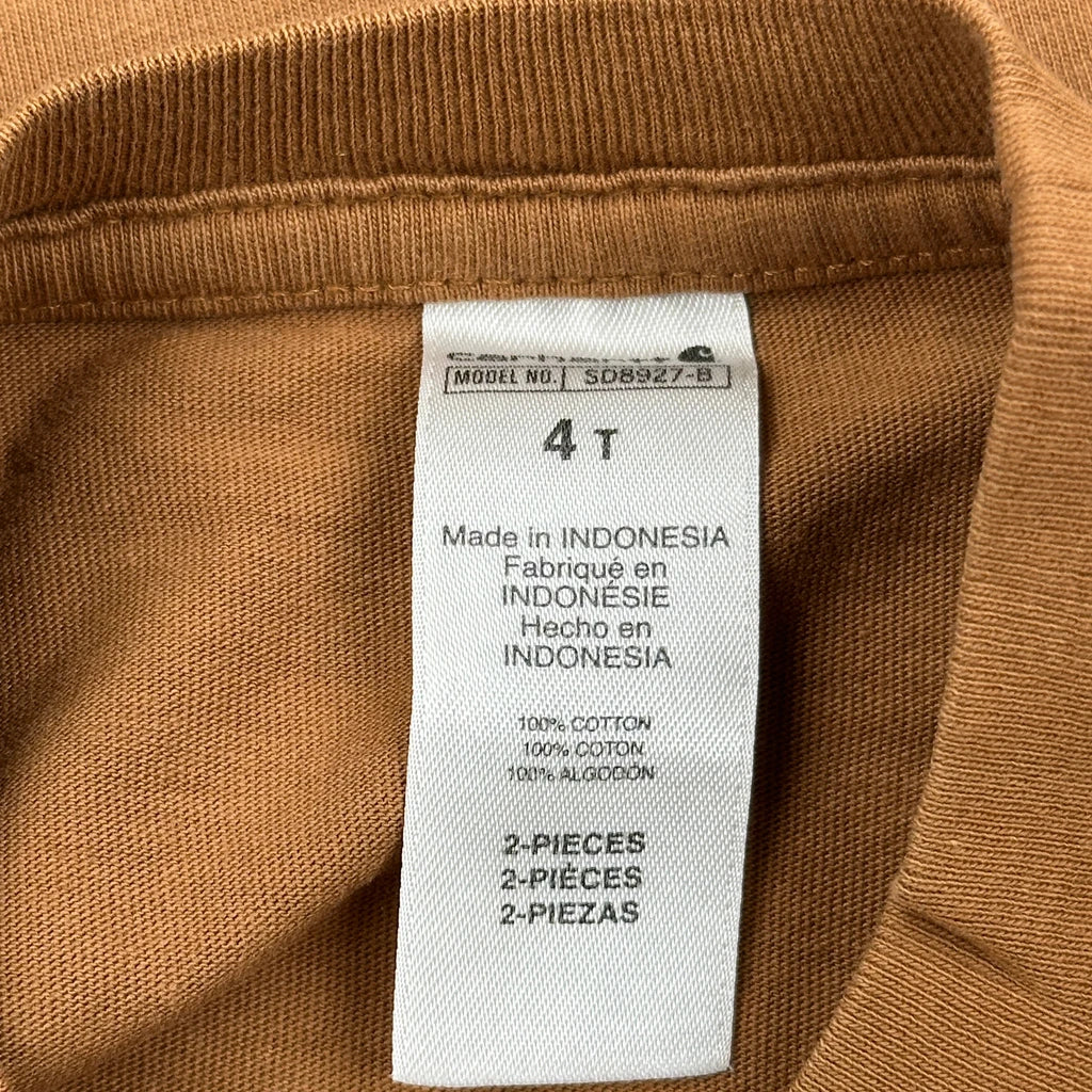Age 4 Carhartt Graphic T-Shirt - Small Brown Cotton - Image 4