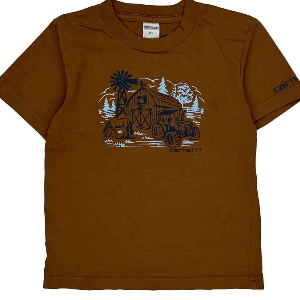 Age 4 Carhartt Graphic T-Shirt - Small Brown Cotton - Image 6