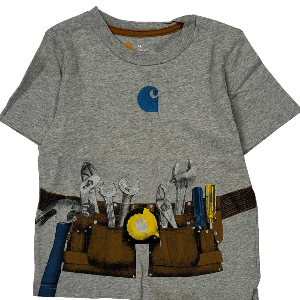 Age 4 Carhartt Graphic T-Shirt - Small Grey Cotton - Image 4