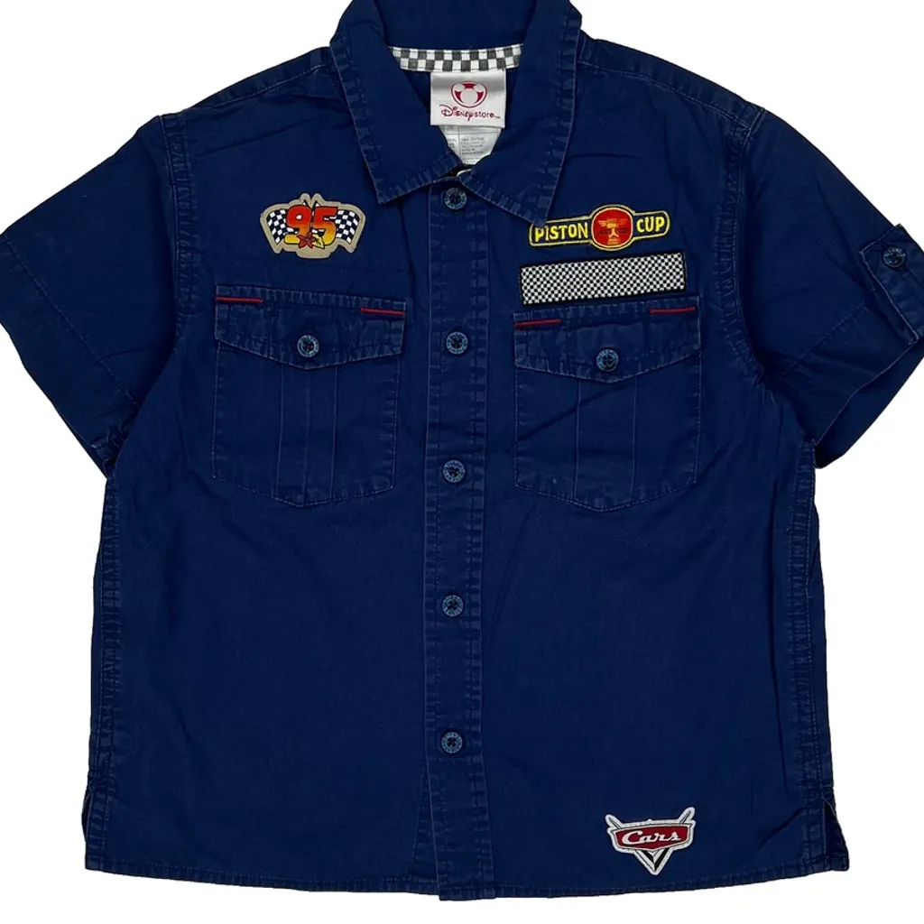 Age 4 Disney Piston Cup Short Sleeve Shirt - XS Blue Cotton - Image 4