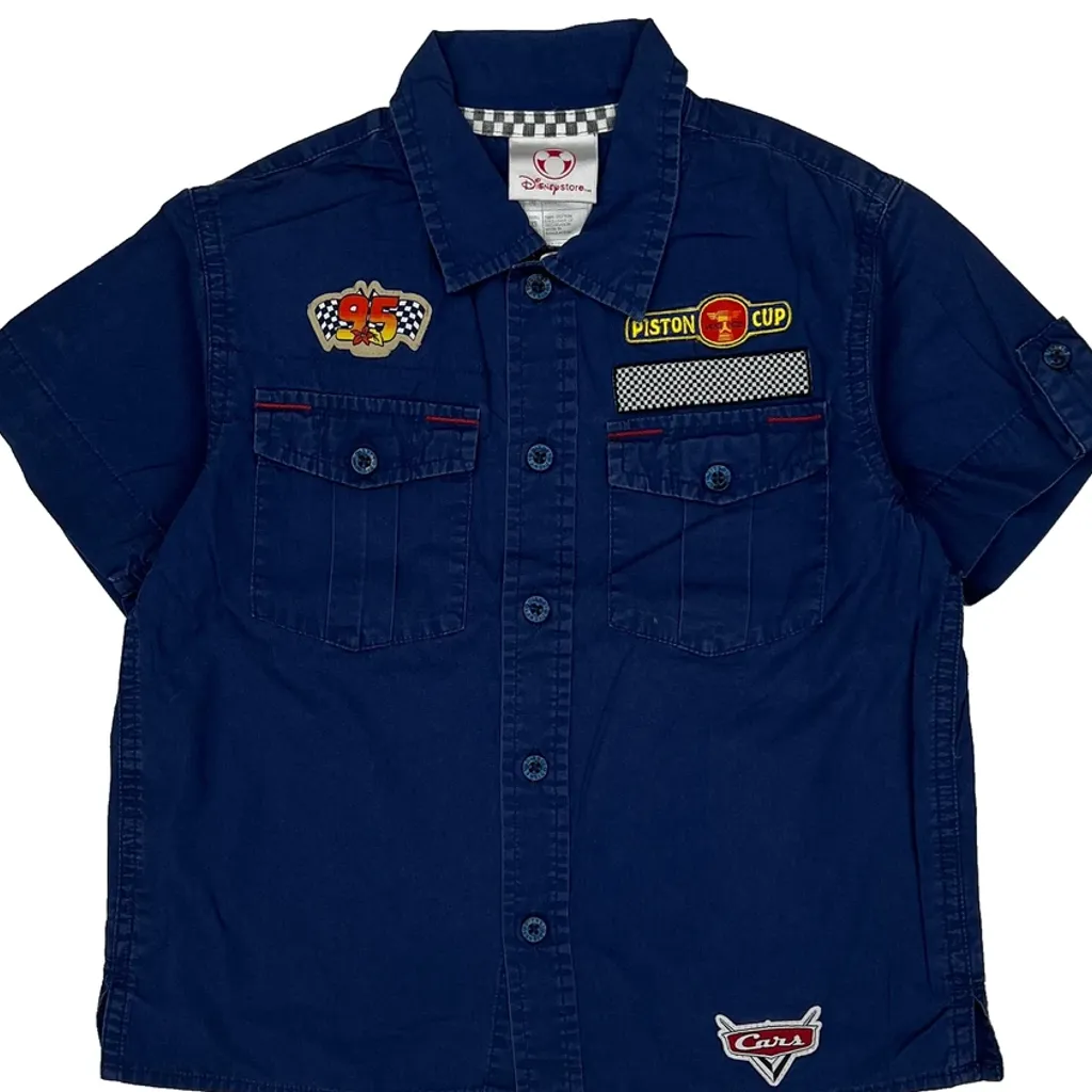 Age 4 Disney Piston Cup Short Sleeve Shirt - XS Blue Cotton - Image 5