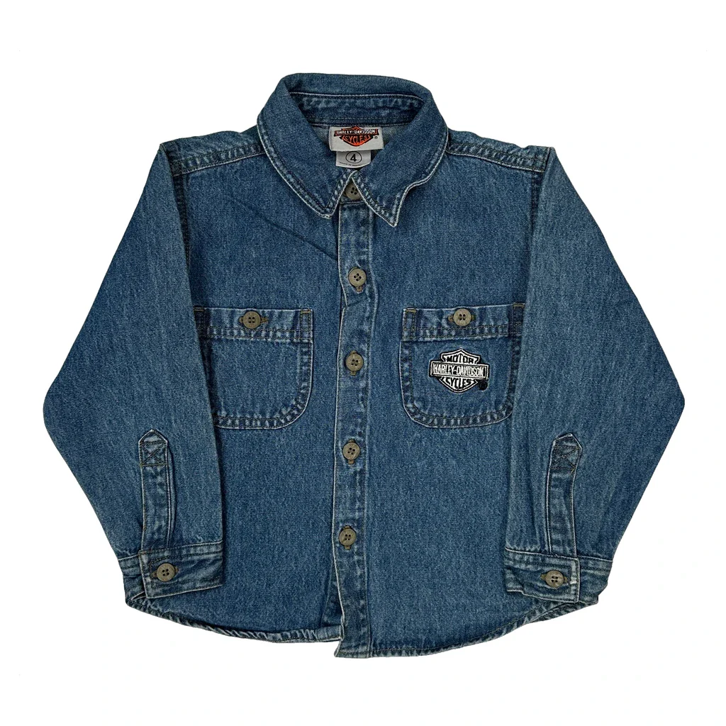 Age 4 Harley Davidson Denim Shirt - XS Blue Denim