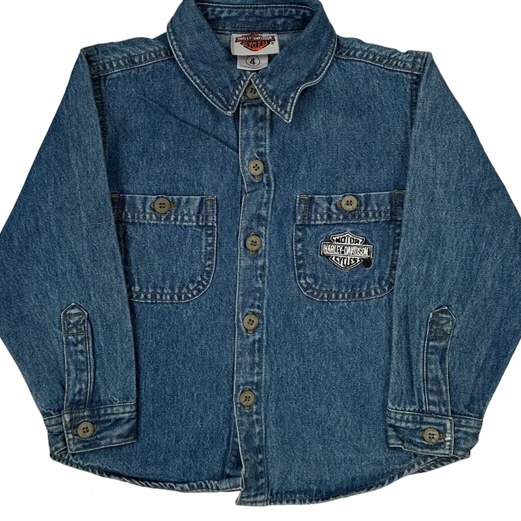 Age 4 Harley Davidson Denim Shirt - XS Blue Denim - Image 4