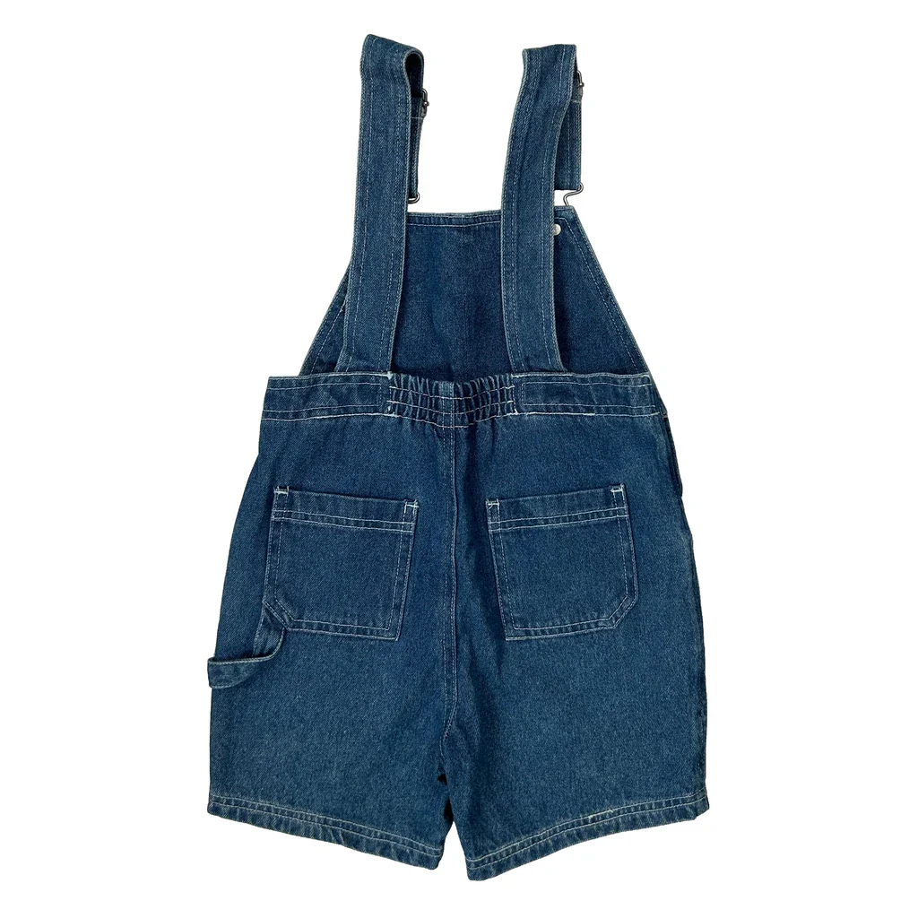 Age 4 Harley Davidson Graphic Short Dungarees - Small Blue Denim - Image 2