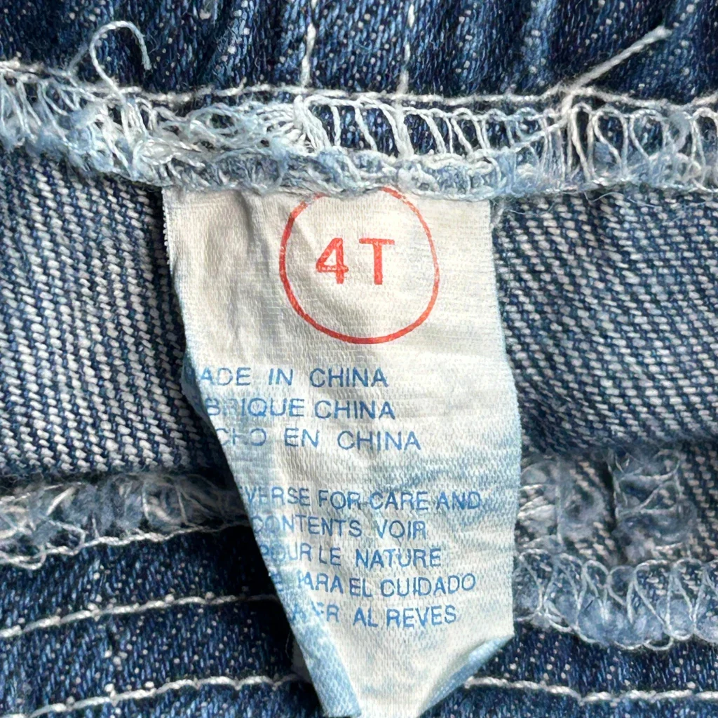 Age 4 Harley Davidson Graphic Short Dungarees - Small Blue Denim - Image 3