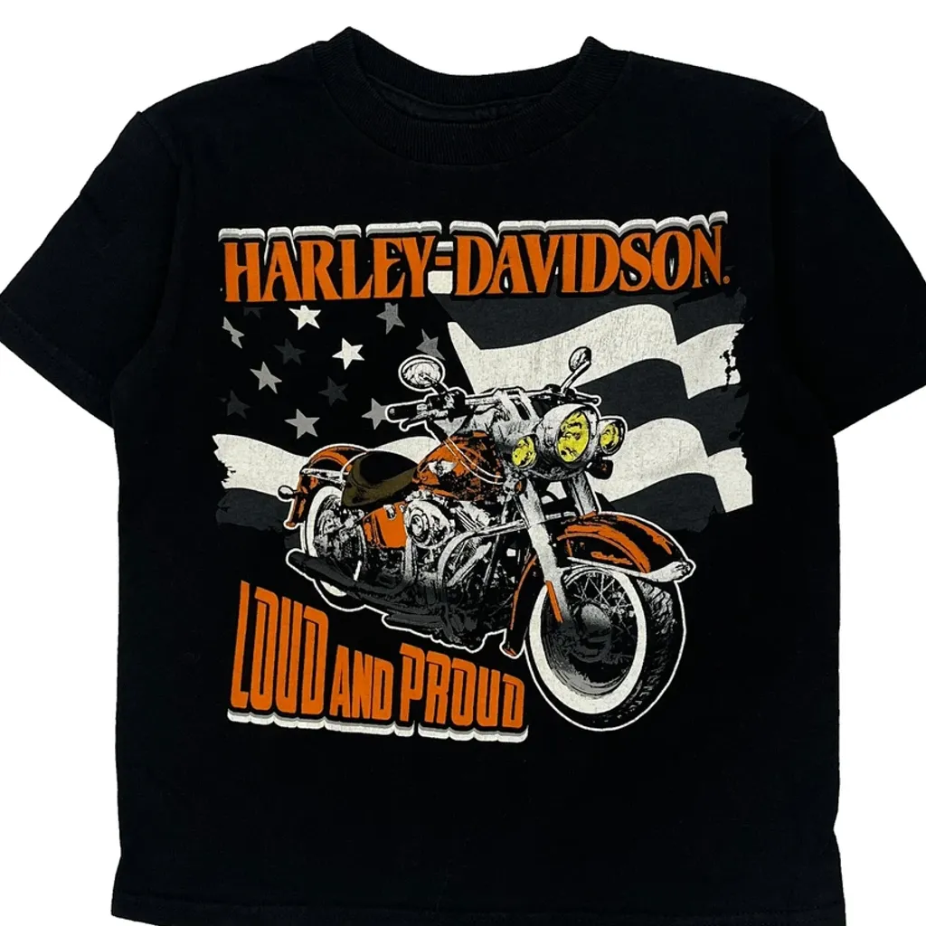 Age 4 Harley Davidson Graphic T-Shirt - XS Black Cotton - Image 4