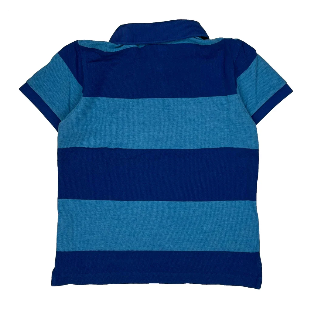 Age 4 Lacoste Striped Polo Shirt - XS Blue Cotton - Image 2
