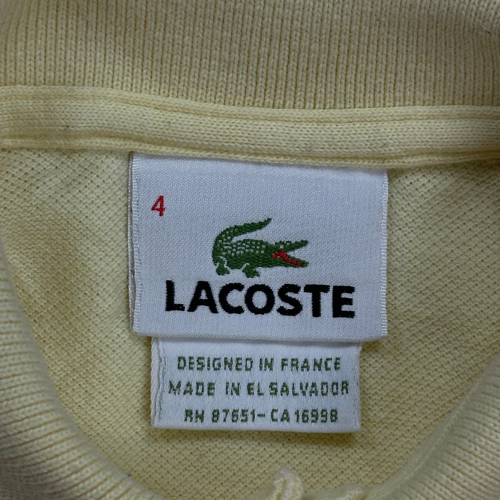 Age 4 Lacoste Polo Shirt - XS Yellow Cotton - Image 3
