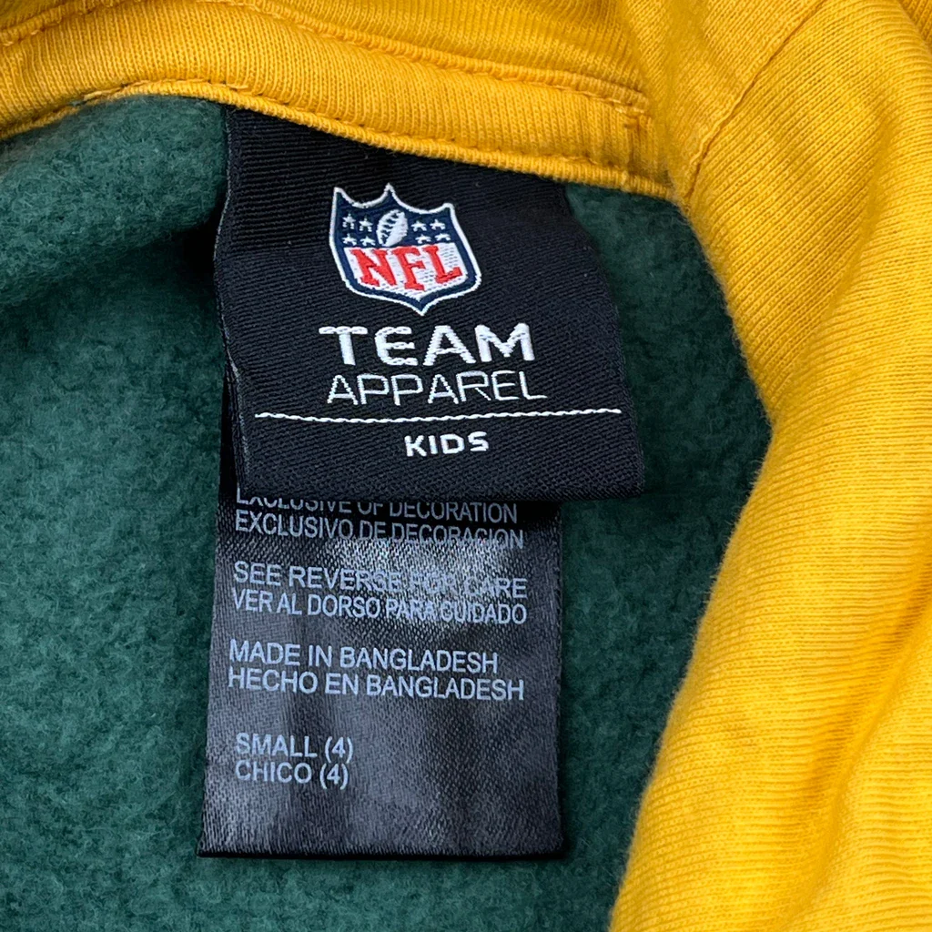 Age 4 Nfl Packers Hoodie - XS Green Cotton - Image 3