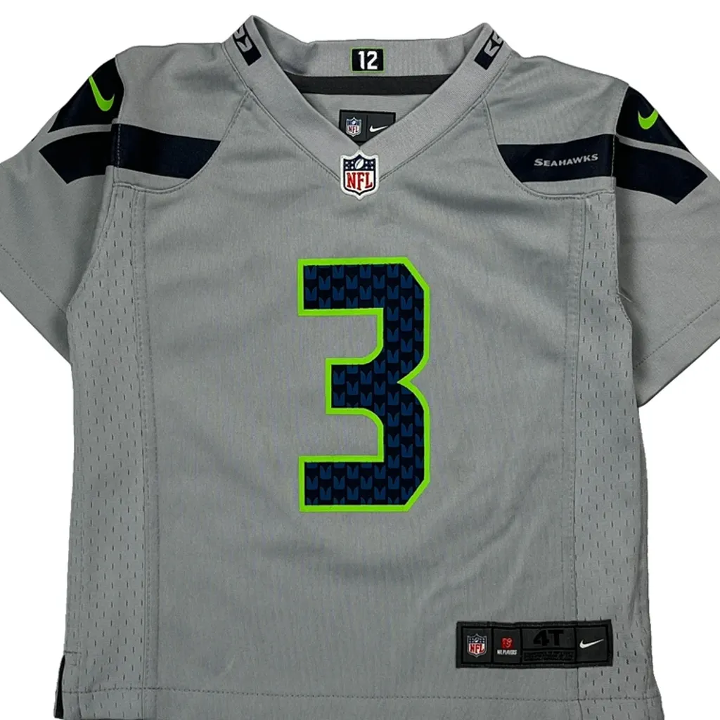 Age 4 Nike Seattle Seahawks Football Jersey - XS Gray Polyester - Image 4