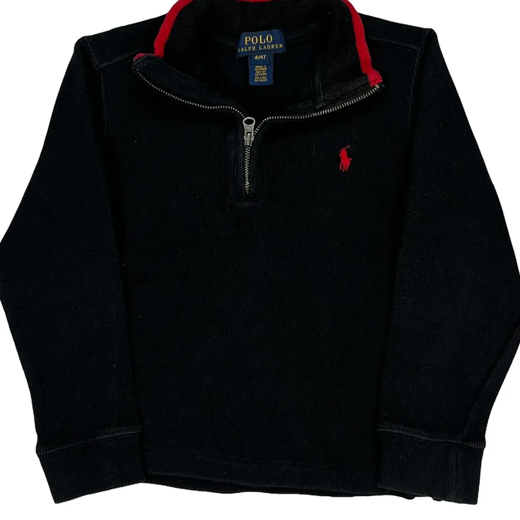 Age 4 Polo By Ralph Lauren 1/4 Zip - XS Black Cotton - Image 4
