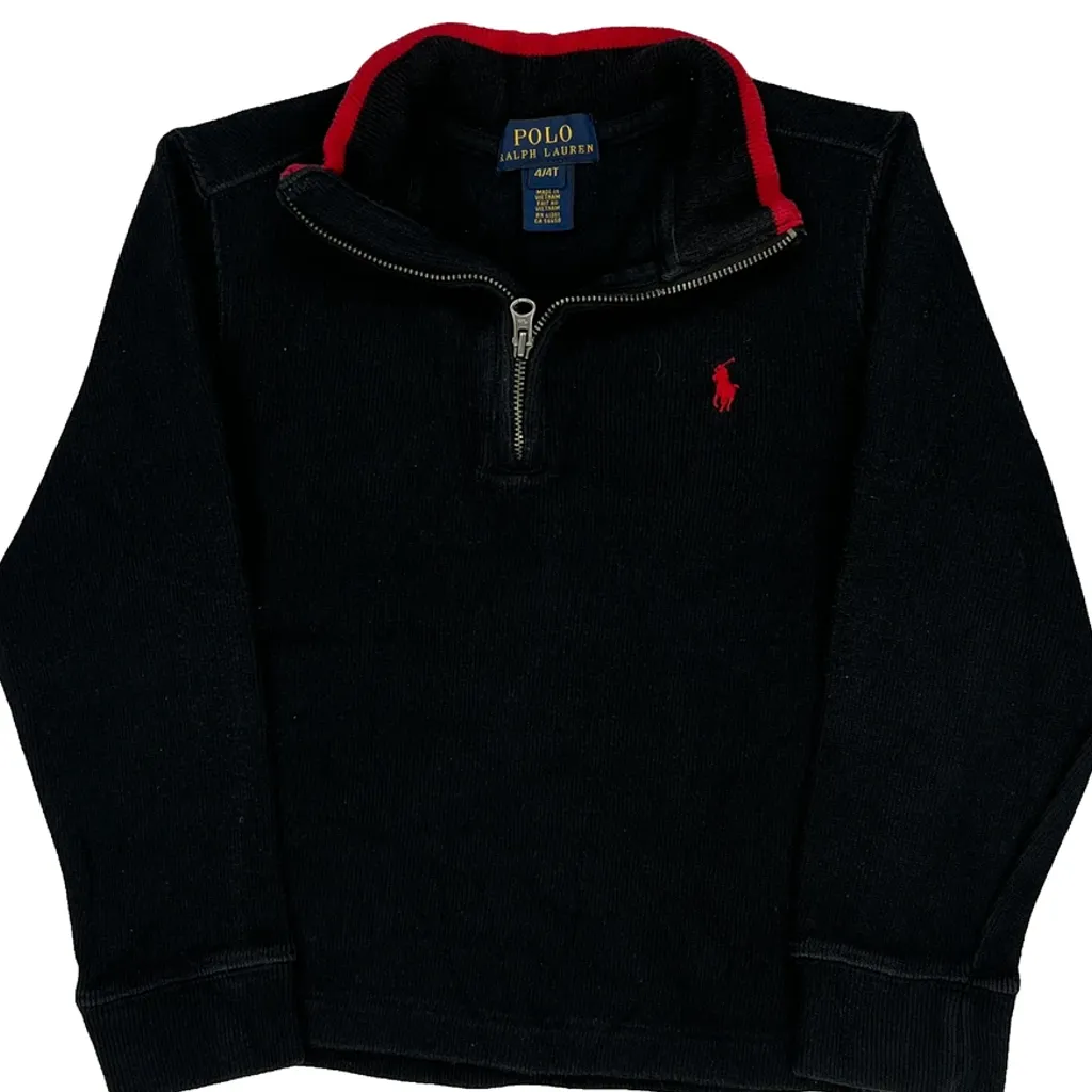 Age 4 Polo By Ralph Lauren 1/4 Zip - XS Black Cotton - Image 5
