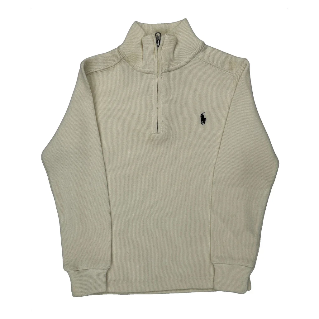 Age 4 Polo By Ralph Lauren 1/4 Zip - Small Cream Cotton